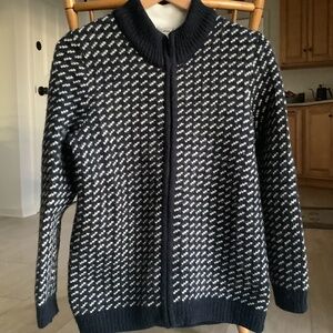 Hard to Find Vintage LL Bean Birds Eye Norwegian Wool Cardigan